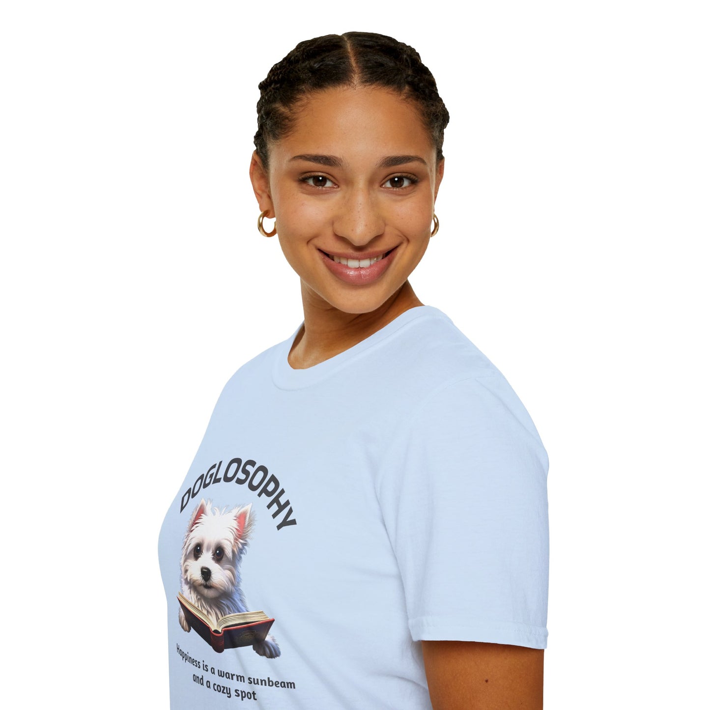 Doglosophy  Unisex Softstyle T-Shirt - "Happiness is a Warm Sunbeam" Design