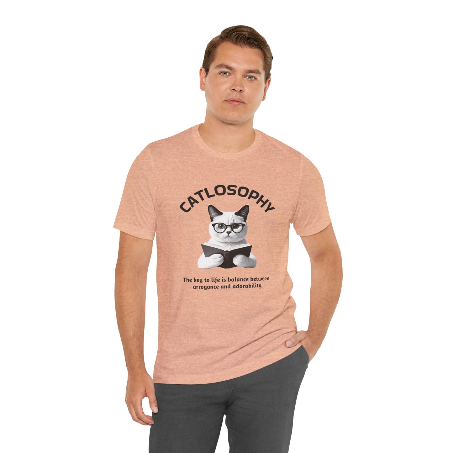 Catlosophy Maglietta unisex a maniche corte in jersey – Design "La chiave della vita"