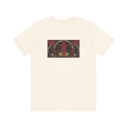 Bilancia - Zodiaco gotico, maglietta con grafica rossa sul retro. Zodiaco nell'ombra