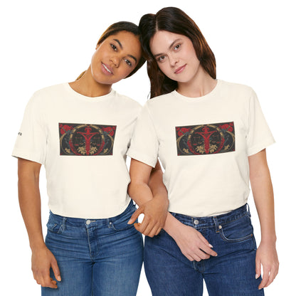 Bilancia - T-shirt Zodiaco gotico. Grafica rossa sul davanti. Zodiaco nell'ombra.