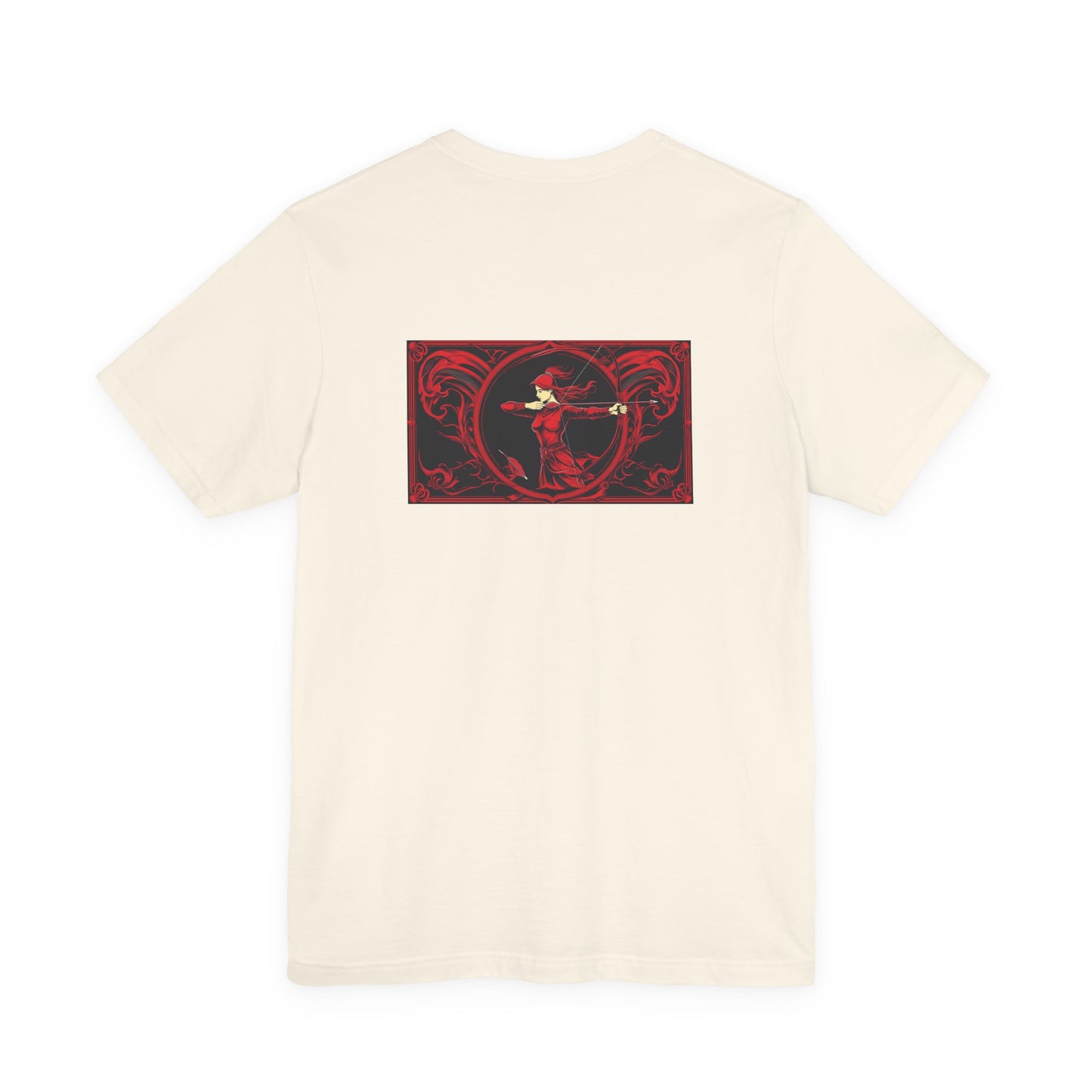 Sagittario - Zodiaco gotico, maglietta con grafica rossa sul retro. Zodiaco nell'ombra