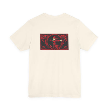 Sagittario - Zodiaco gotico, maglietta con grafica rossa sul retro. Zodiaco nell'ombra