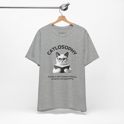 Catlosophy Maglietta unisex a maniche corte in jersey – Design "La chiave della vita"