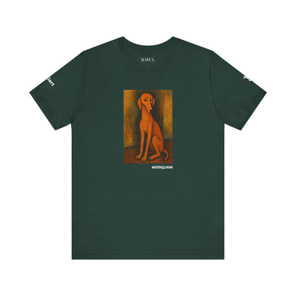 Unisex T-Shirt con cane DOGART  - MODIGLIANI - Un dipinto iconico rivisitato con i cani