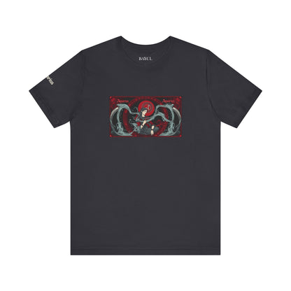 Acquario - T-shirt Zodiaco gotico. Grafica rossa sul davanti. Zodiaco nell'ombra.