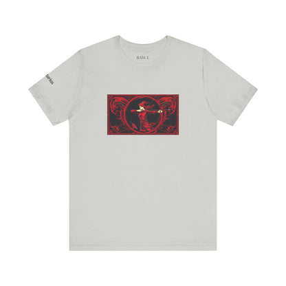 Sagittario - T-shirt Zodiaco gotico. Grafica rossa sul davanti. Zodiaco nell'ombra.