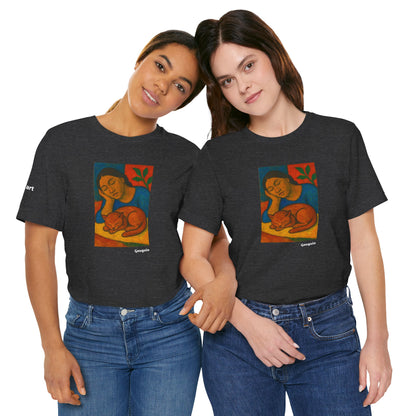 T-shirt unisex CATART - GAUGUIN - Un dipinto iconico rivisitato con i gatti