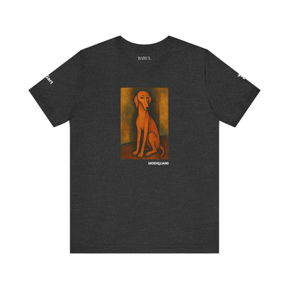 Unisex T-Shirt con cane DOGART  - MODIGLIANI - Un dipinto iconico rivisitato con i cani