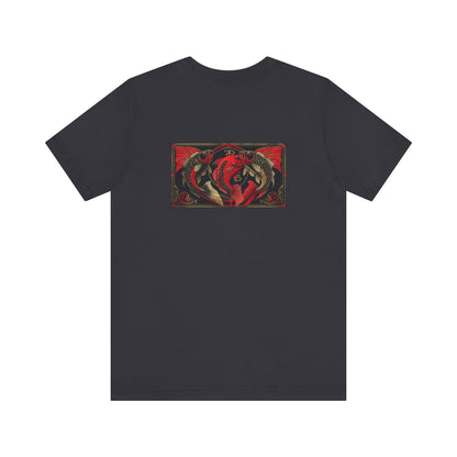 Pesci - Zodiaco gotico, maglietta con grafica rossa sul retro. Zodiaco nell'ombra