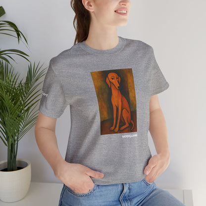 Unisex T-Shirt con cane DOGART  - MODIGLIANI - Un dipinto iconico rivisitato con i cani