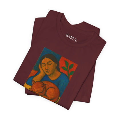 T-shirt unisex CATART - GAUGUIN - Un dipinto iconico rivisitato con i gatti