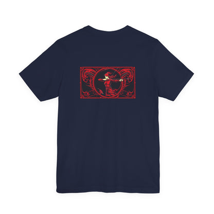 Sagittario - Zodiaco gotico, maglietta con grafica rossa sul retro. Zodiaco nell'ombra