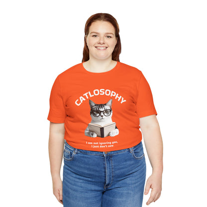 Catlosophy Unisex Jersey Maglietta a maniche corte – Design "Non ti sto ignorando, solo che non me ne frega niente"