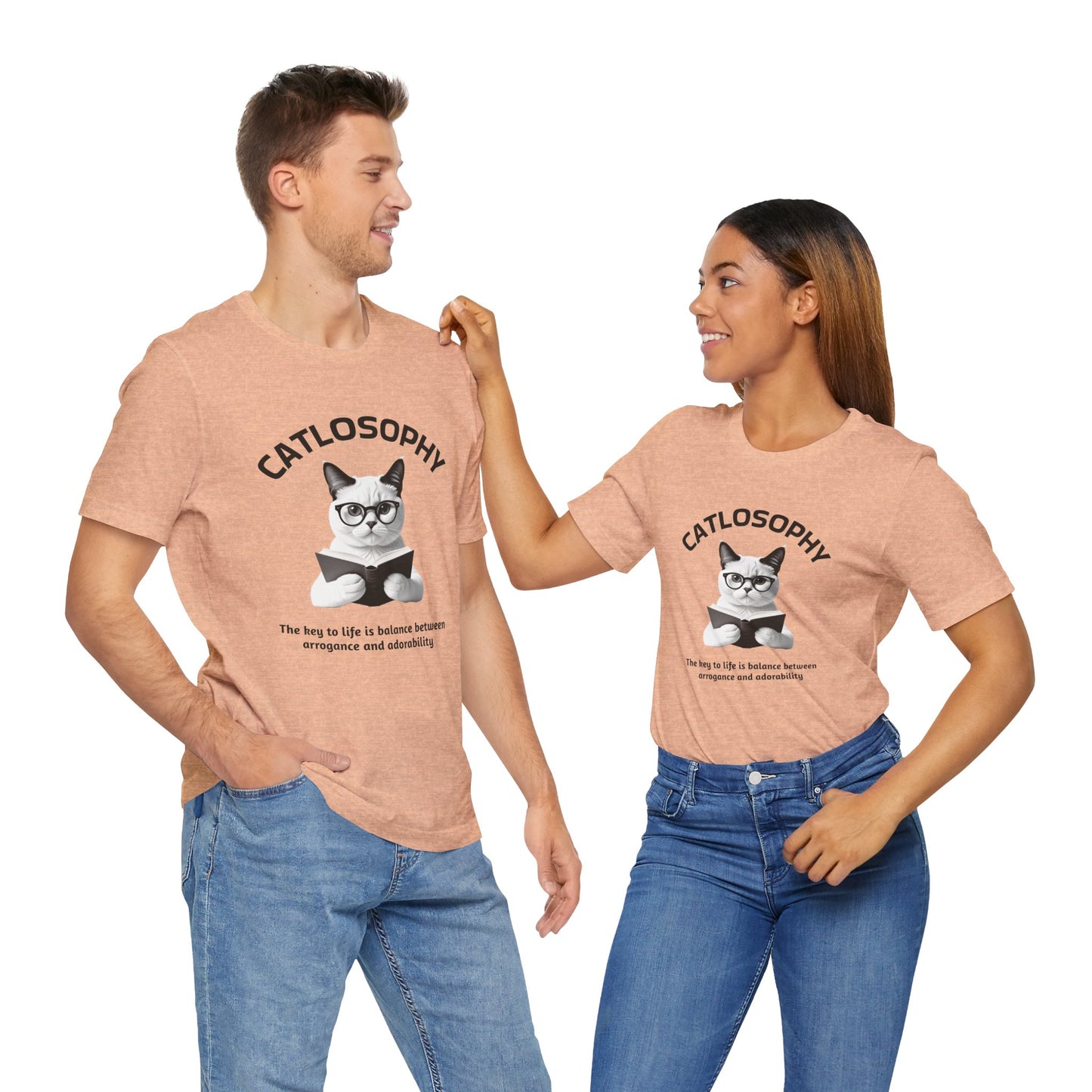 Catlosophy Maglietta unisex a maniche corte in jersey – Design "La chiave della vita"