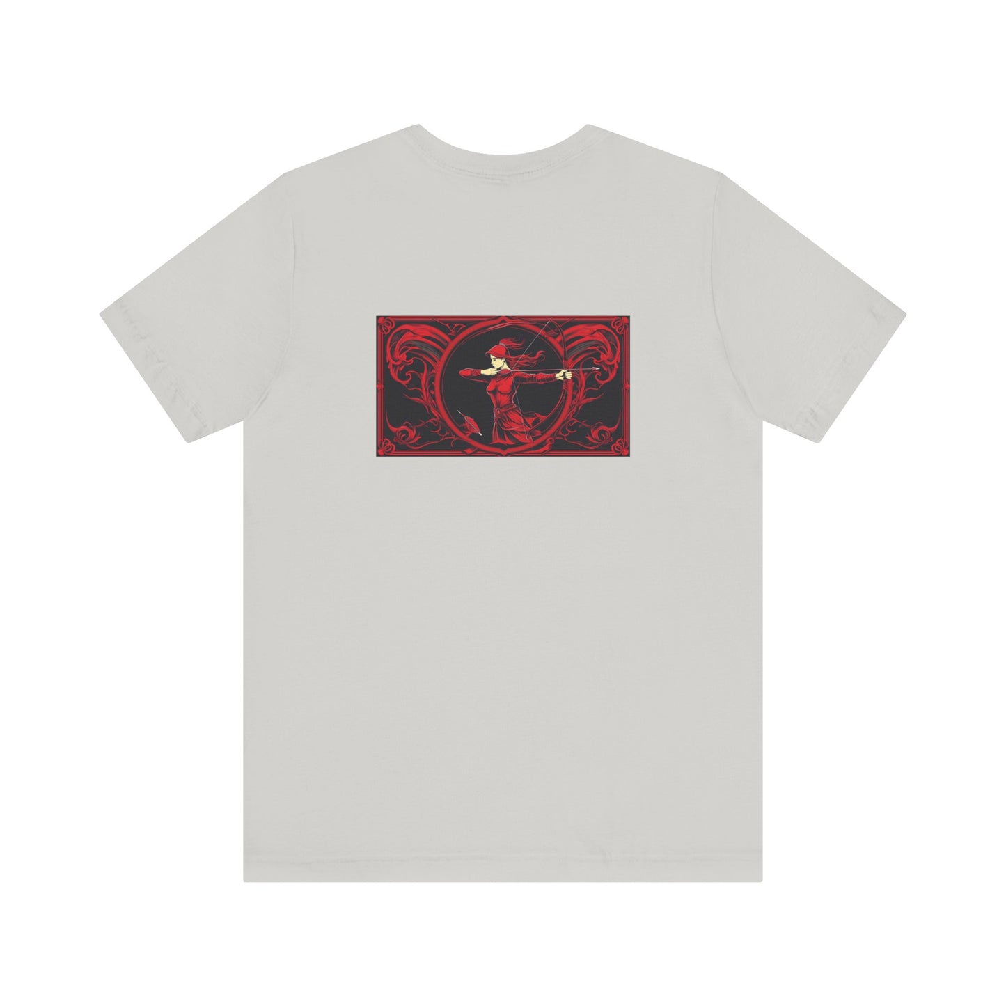 Sagittario - Zodiaco gotico, maglietta con grafica rossa sul retro. Zodiaco nell'ombra