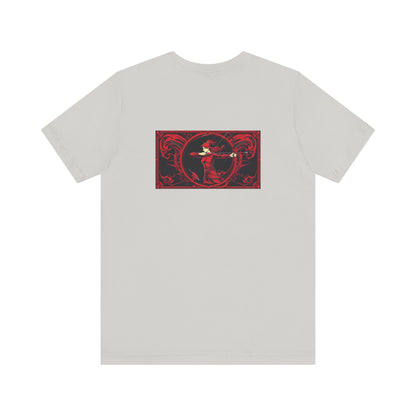 Sagittario - Zodiaco gotico, maglietta con grafica rossa sul retro. Zodiaco nell'ombra