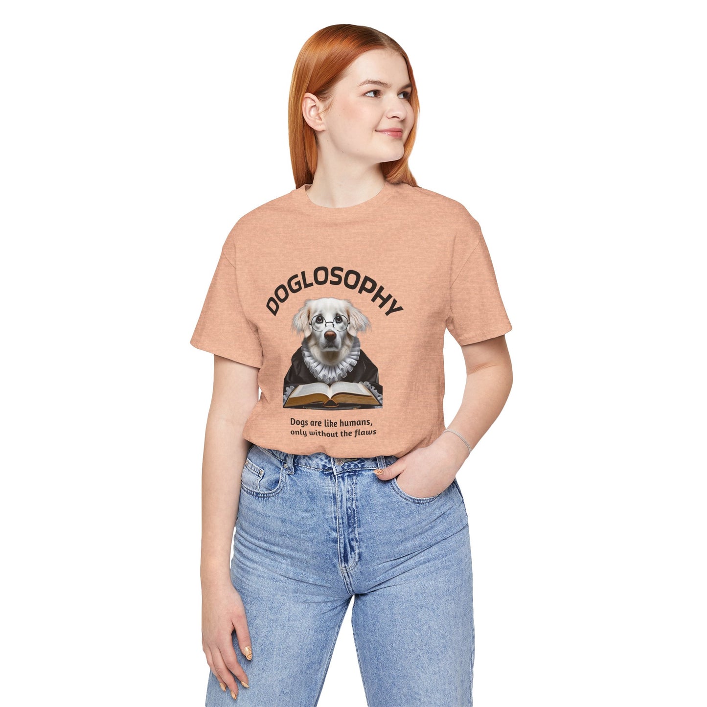 Maglietta a maniche corte unisex Doglosophy – Design "I cani sono come gli umani ma senza difetti"