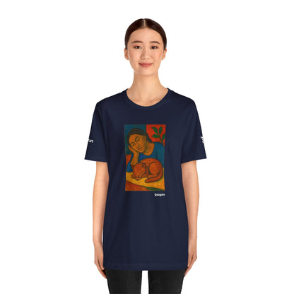 T-shirt unisex CATART - GAUGUIN - Un dipinto iconico rivisitato con i gatti