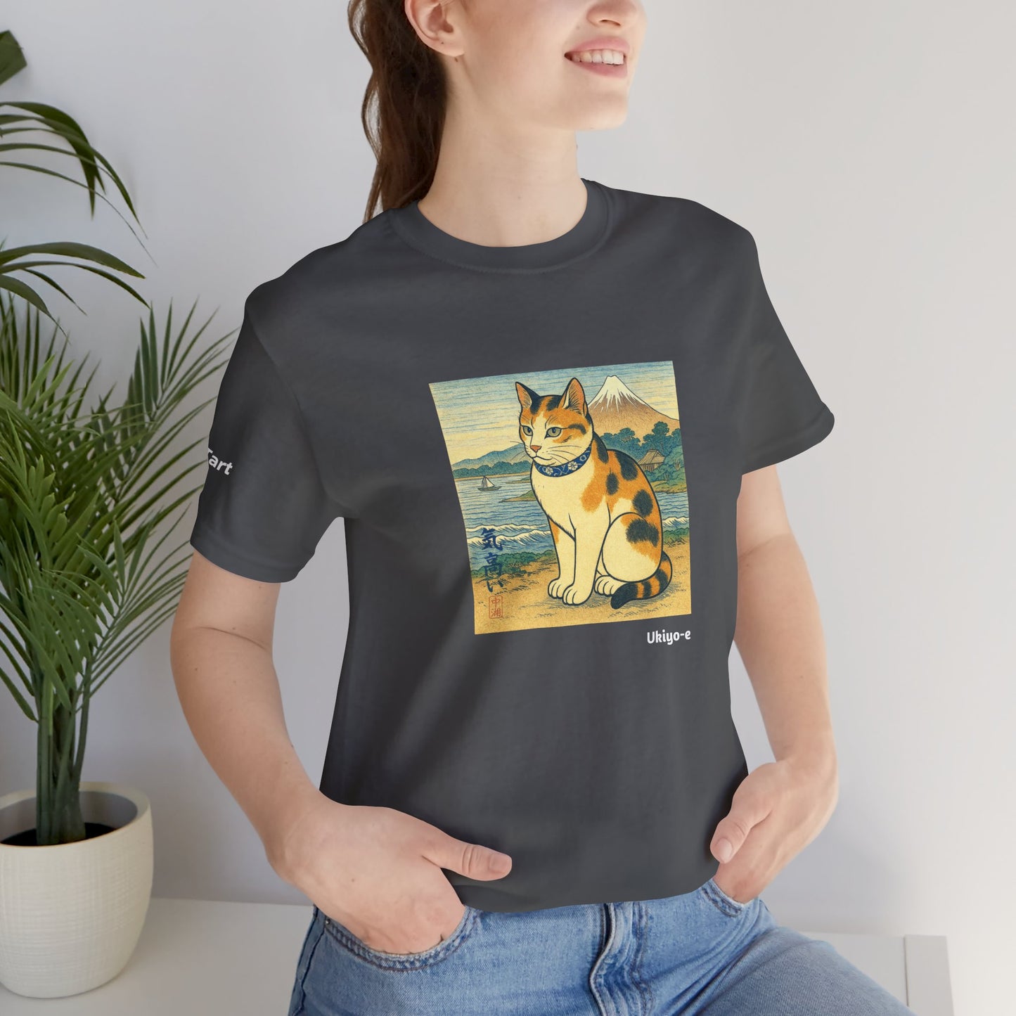 T-Shirt unisex CATART - Stile artistico giapponese UKIYO-E - Pittura iconica rivisitata con i gatti