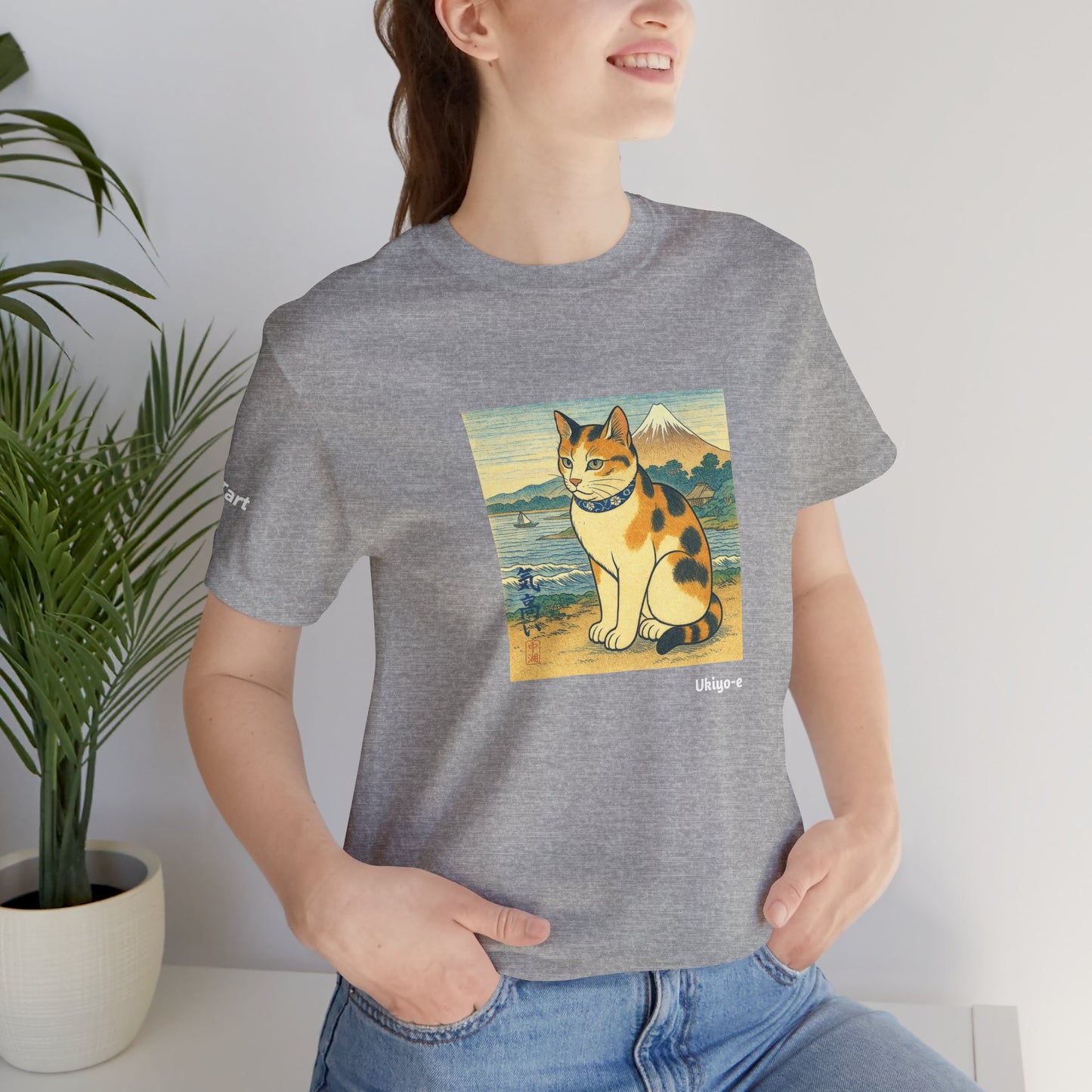 T-Shirt unisex CATART - Stile artistico giapponese UKIYO-E - Pittura iconica rivisitata con i gatti