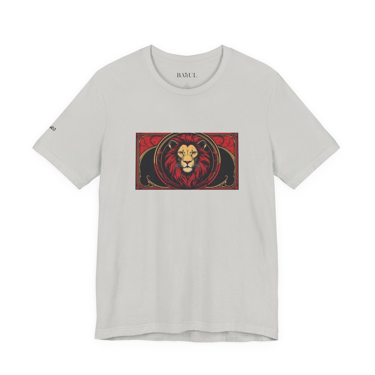 Leone - T-shirt Zodiaco gotico. Grafica rossa sul davanti. Zodiaco nell'ombra.