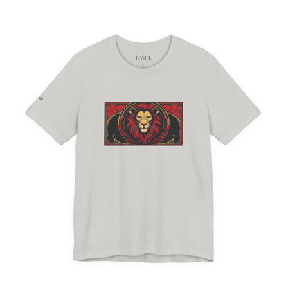 Leone - T-shirt Zodiaco gotico. Grafica rossa sul davanti. Zodiaco nell'ombra.