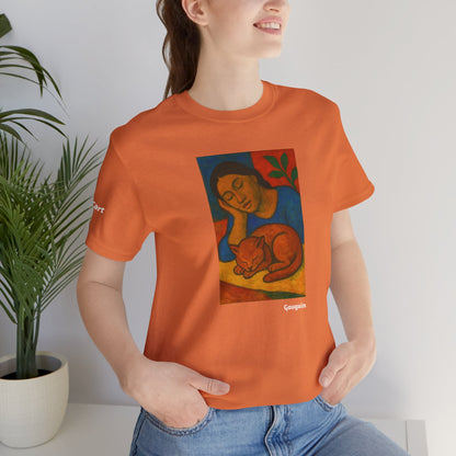 T-shirt unisex CATART - GAUGUIN - Un dipinto iconico rivisitato con i gatti