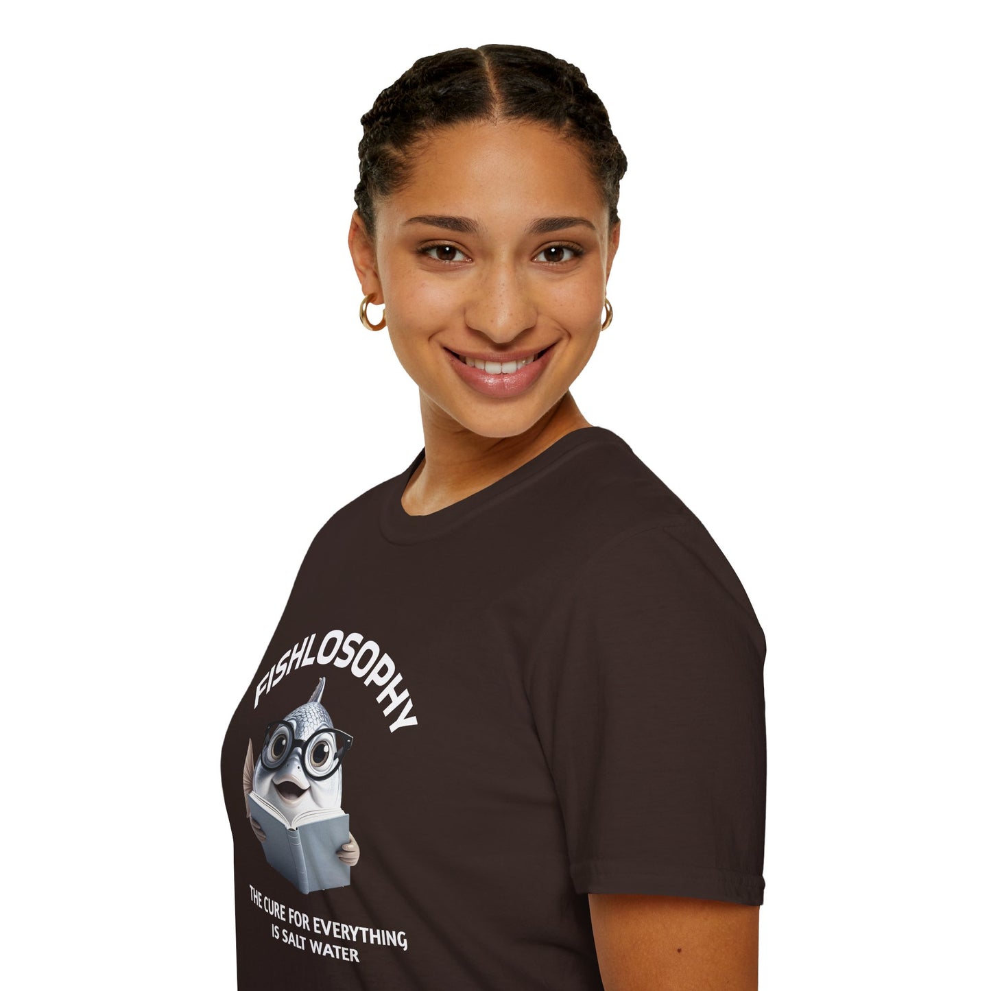 Maglietta unisex Fishlosophy - Design con vibrazioni oceaniche e domande sulla vita - La cura per tutte le malattie è l'acqua salata.