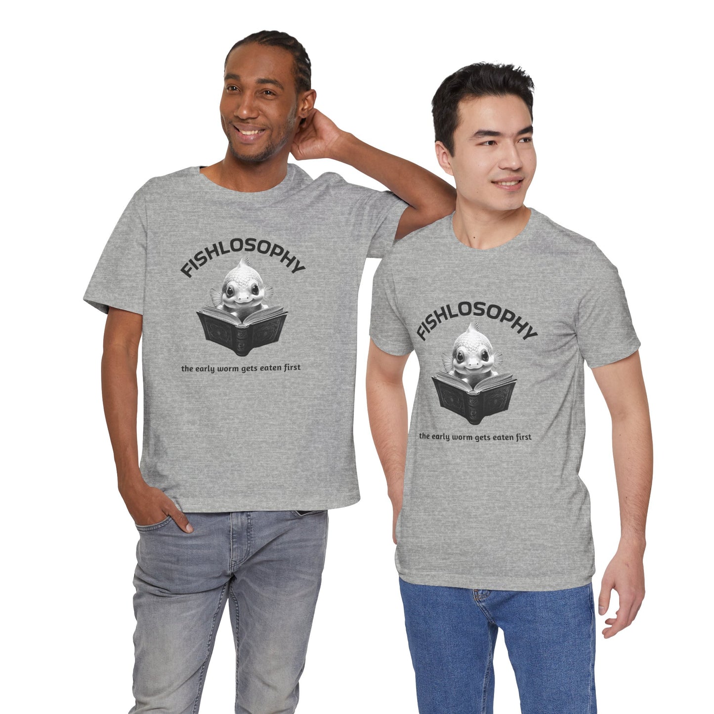 Maglietta a maniche corte unisex Fishlosophy – I vermi che hanno fretta vengono mangiati per primi.