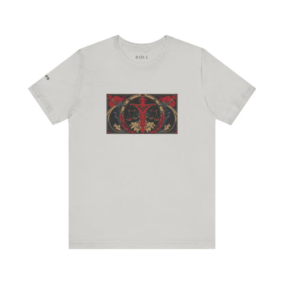 Bilancia - T-shirt Zodiaco gotico. Grafica rossa sul davanti. Zodiaco nell'ombra.