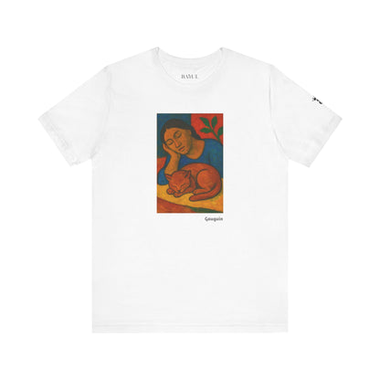 T-shirt unisex CATART - GAUGUIN - Un dipinto iconico rivisitato con i gatti