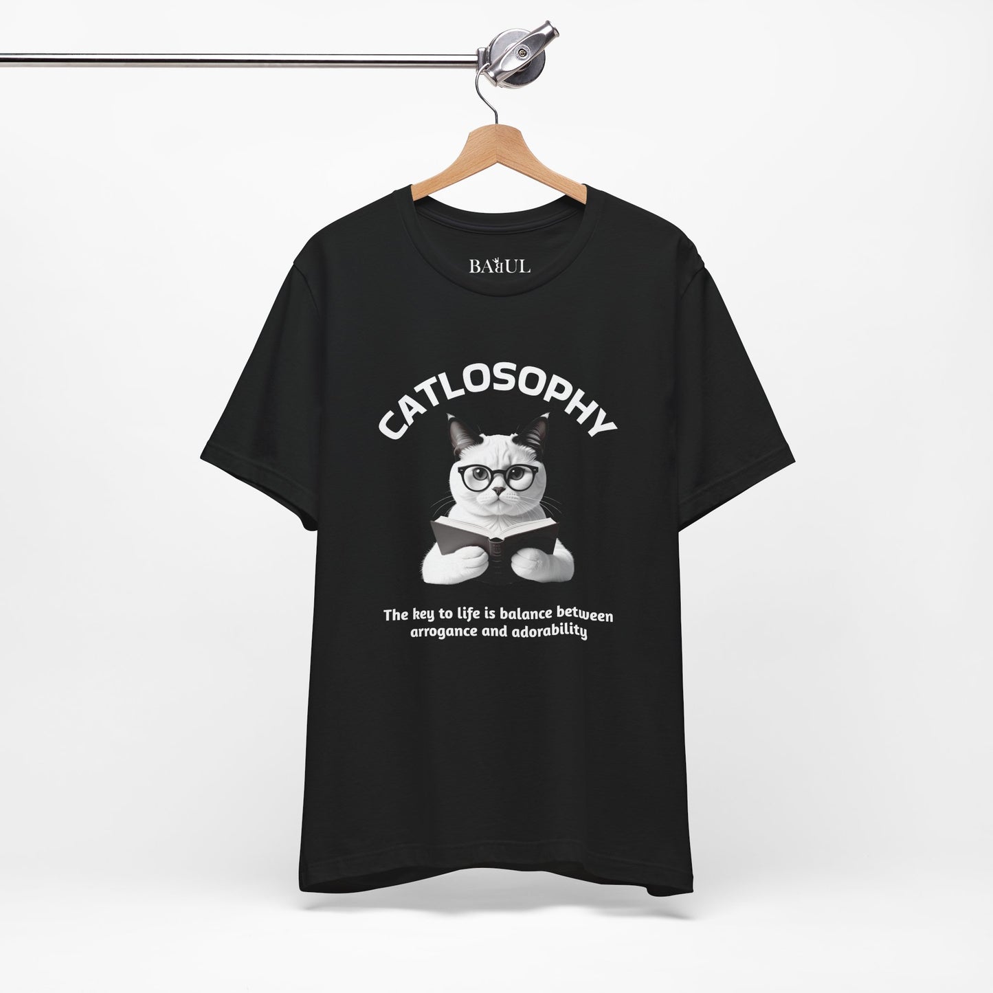 Catlosophy Maglietta unisex a maniche corte in jersey – Design "La chiave della vita"