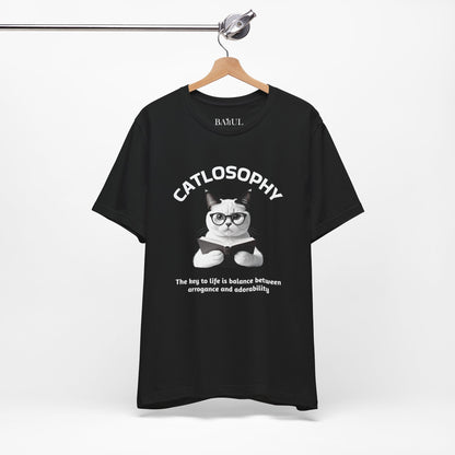 Catlosophy Maglietta unisex a maniche corte in jersey – Design "La chiave della vita"