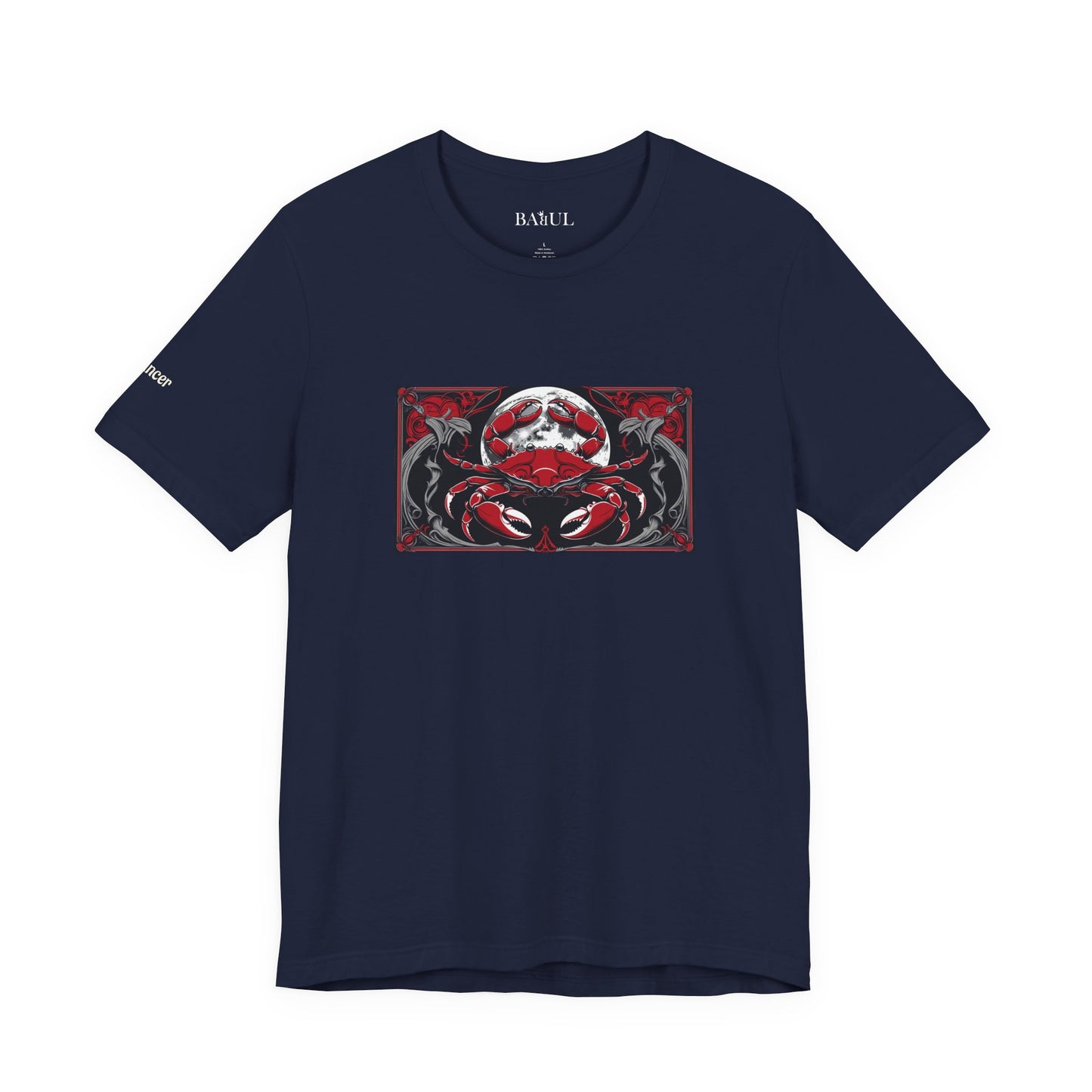 Cancro - T-shirt Zodiaco gotico. Grafica rossa sul davanti. Zodiaco nell'ombra.