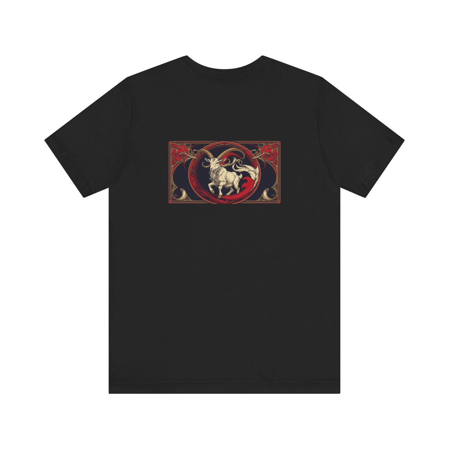 Capricorno - Zodiaco gotico, maglietta con grafica rossa sul retro. Zodiaco nell'ombra