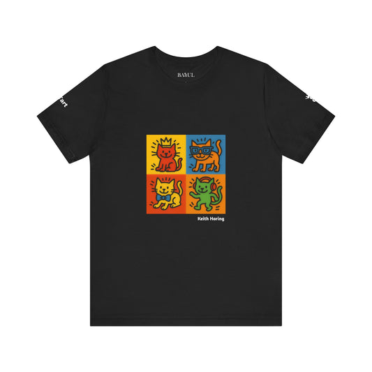T-shirt unisex CATART - KEITH HARING - Un dipinto iconico rivisitato con i gatti